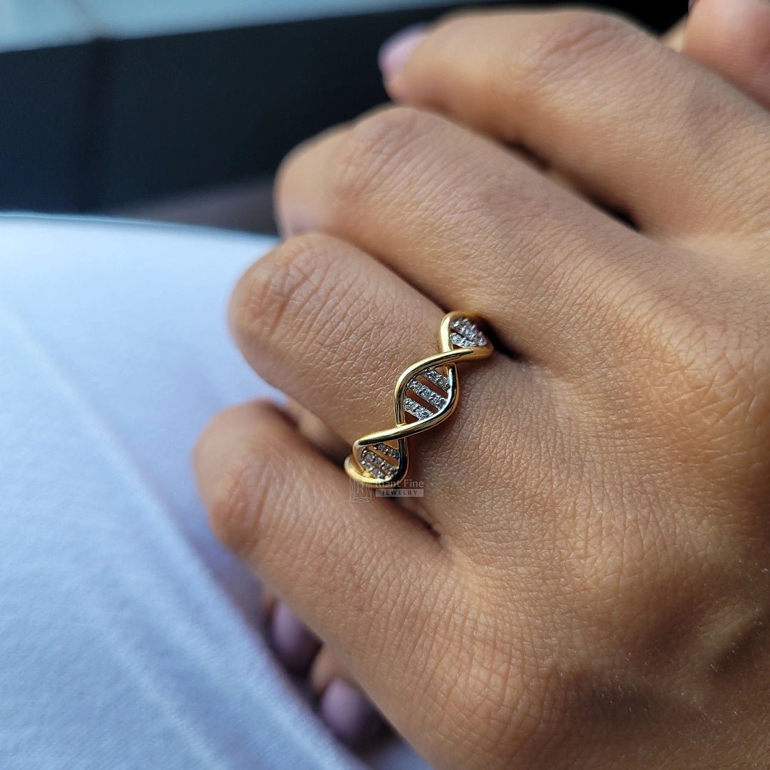 DNA Style Round Lab Grown Diamond Eternity Ring in 14K Gold - Riant Fine Jewelry LLC