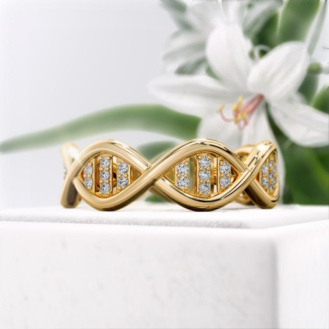 DNA Style Round Lab Grown Diamond Eternity Ring in 14K Gold - Riant Fine Jewelry LLC