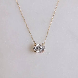 East West 1 Ct Oval Moissanite Pendant In 14K Gold