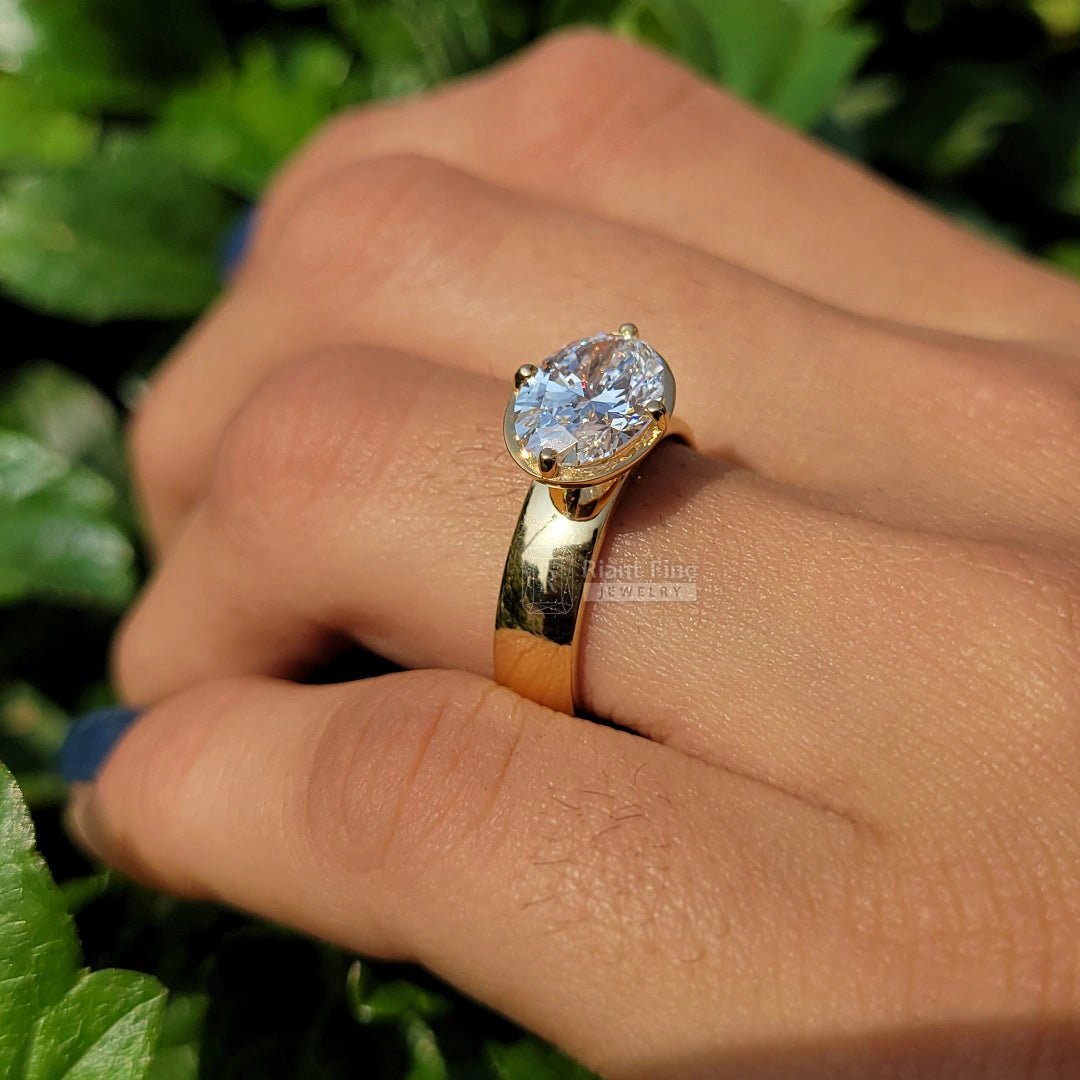 East West 2.5 Ct Oval Cut Diamond Engagement Ring - Riant Fine Jewelry