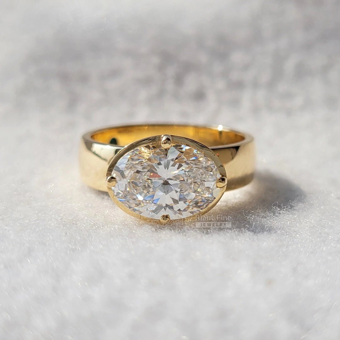 East West 2.5 Ct Oval Cut Diamond Engagement Ring - Riant Fine Jewelry