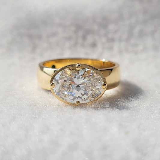 East West 2.5 Ct Oval Cut Diamond Engagement Ring - Riant Fine Jewelry