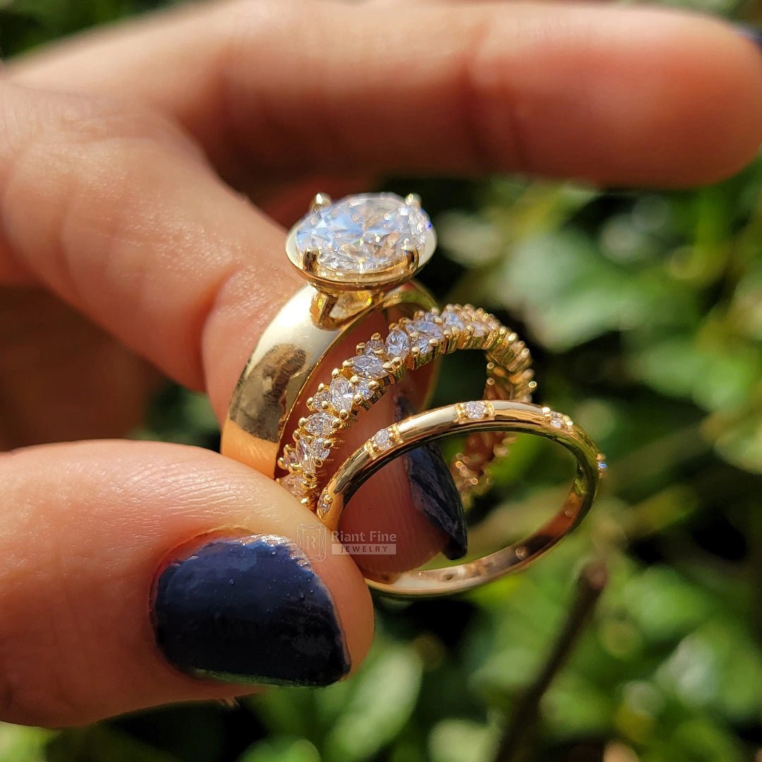 East West 2.5 Ct Oval Diamond Engagement Ring Set - Riant Fine Jewelry