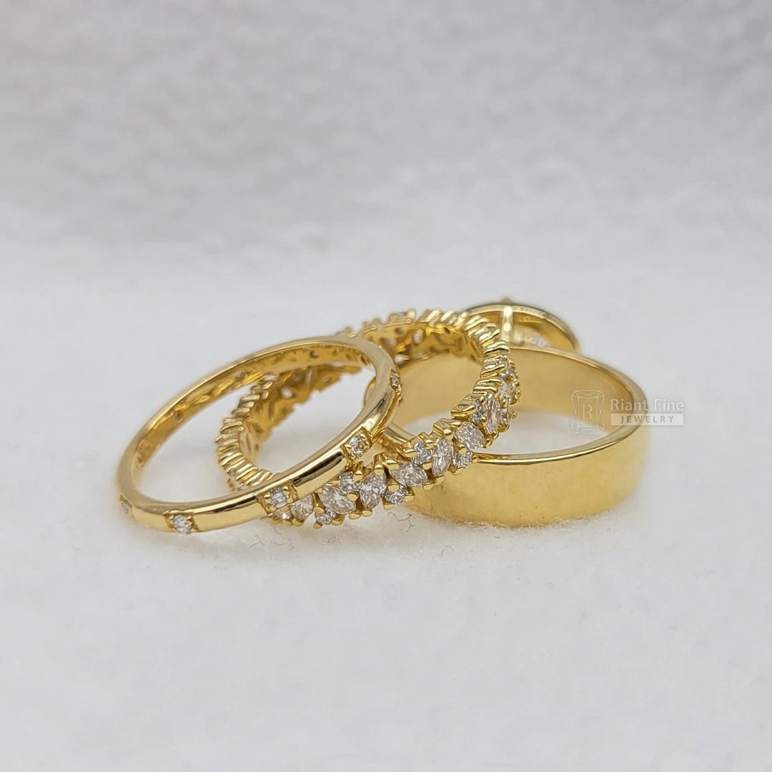 East West 2.5 Ct Oval Diamond Engagement Ring Set - Riant Fine Jewelry