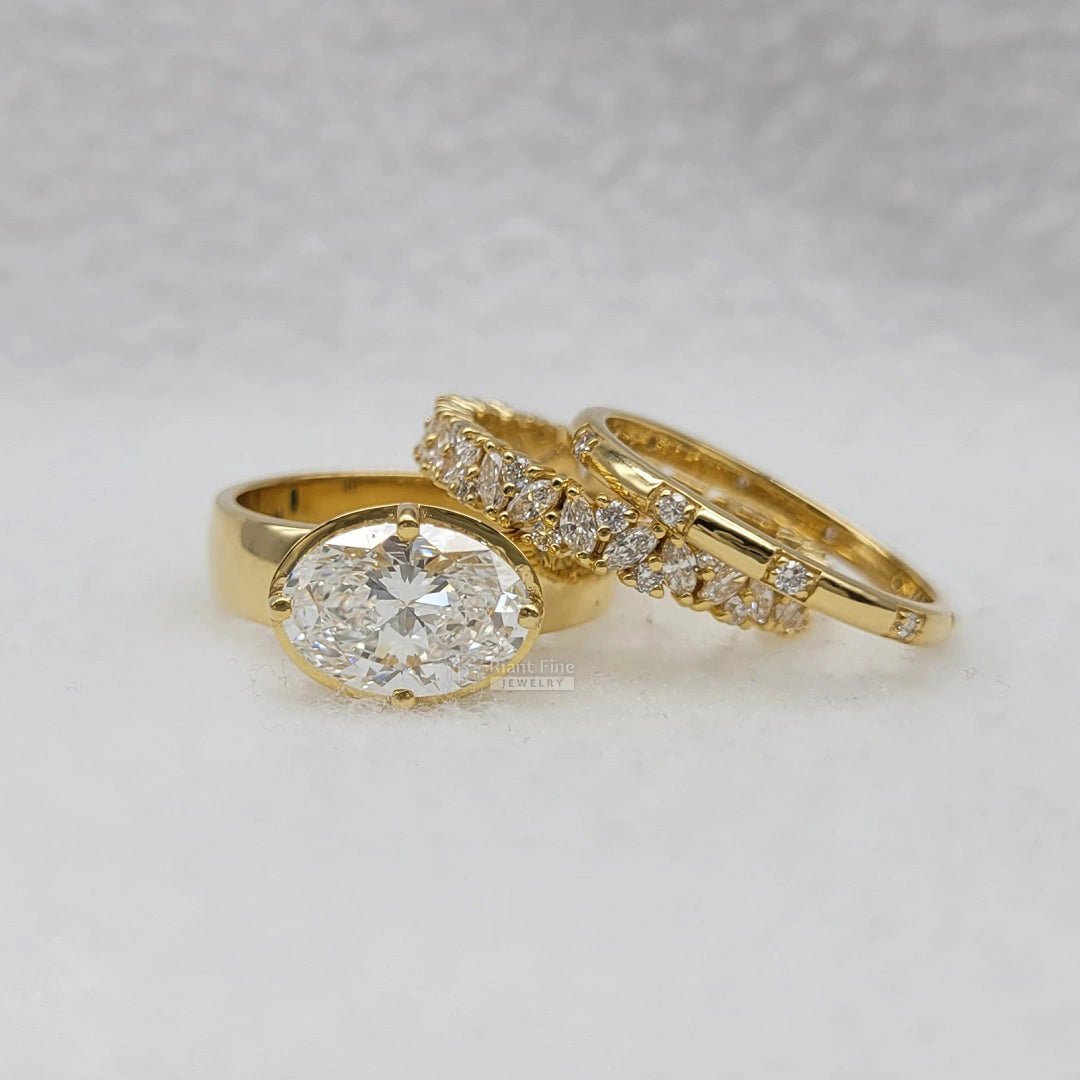 East West 2.5 Ct Oval Diamond Engagement Ring Set - Riant Fine Jewelry