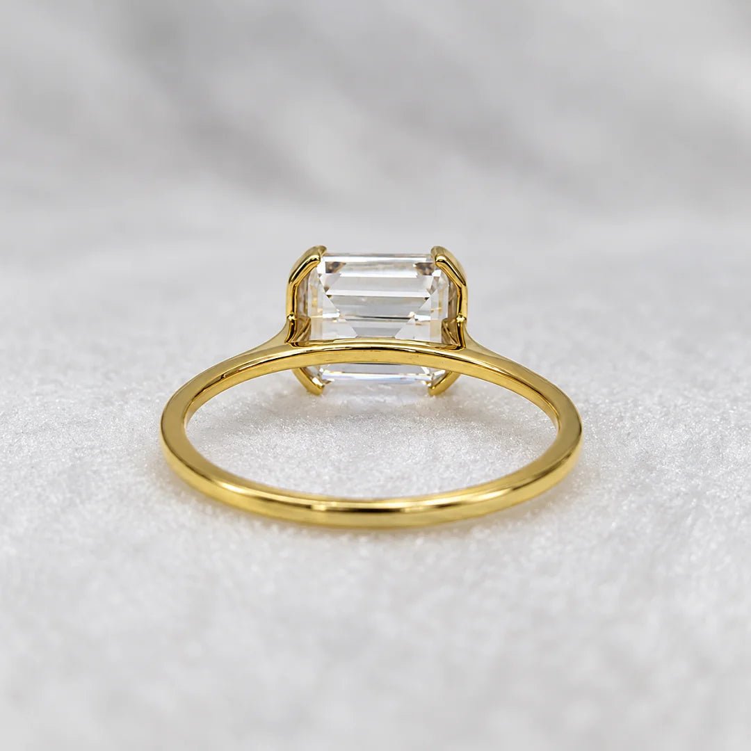 East West Emerald Lab Diamond Engagement Ring in 14K Gold - Riant Fine Jewelry LLC