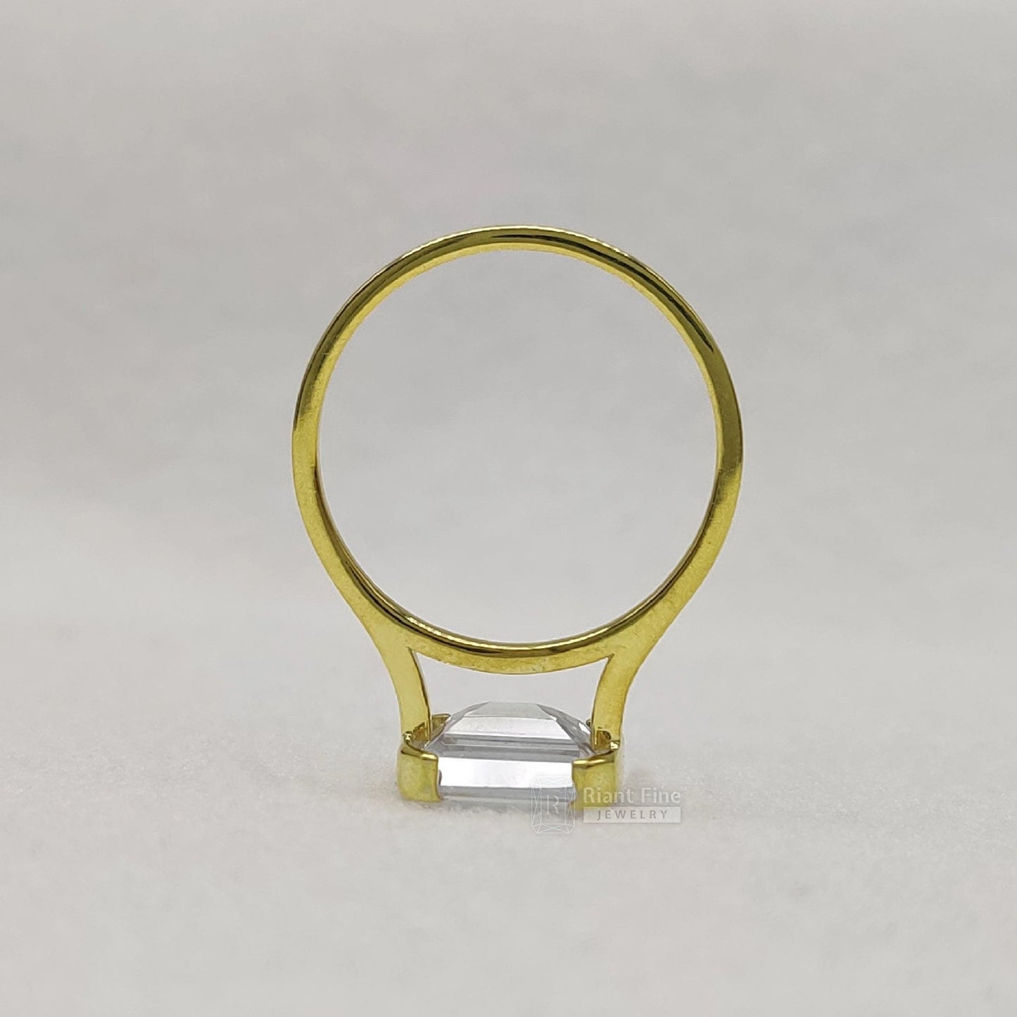 East West Emerald Lab Diamond Engagement Ring in 14K Gold - Riant Fine Jewelry LLC