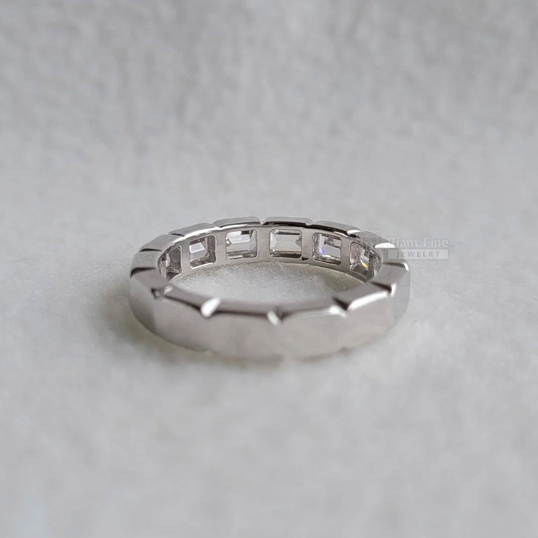 East West Emerald Lab Diamond Eternity Wedding Band - Riant Fine Jewelry LLC