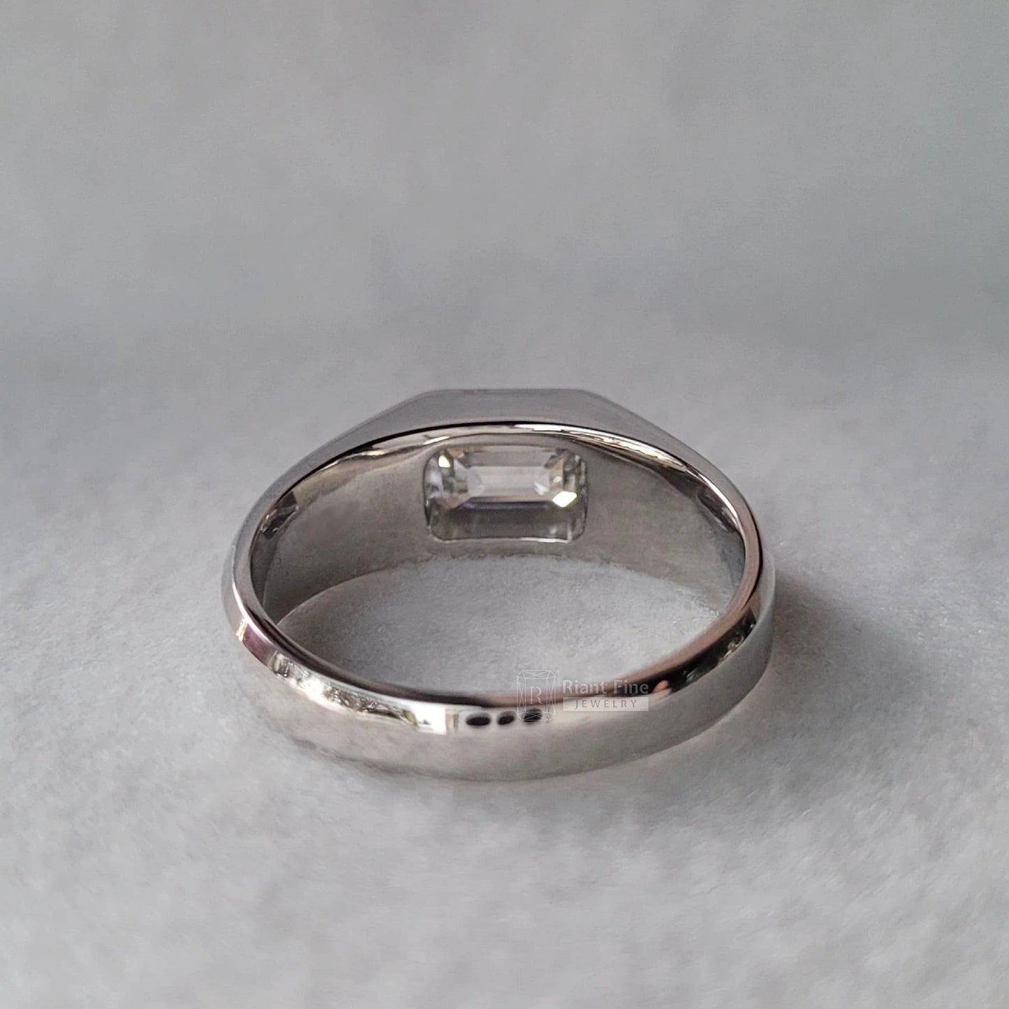 East West Emerald Men's Wedding Ring in 14K Gold - Riant Fine Jewelry LLC