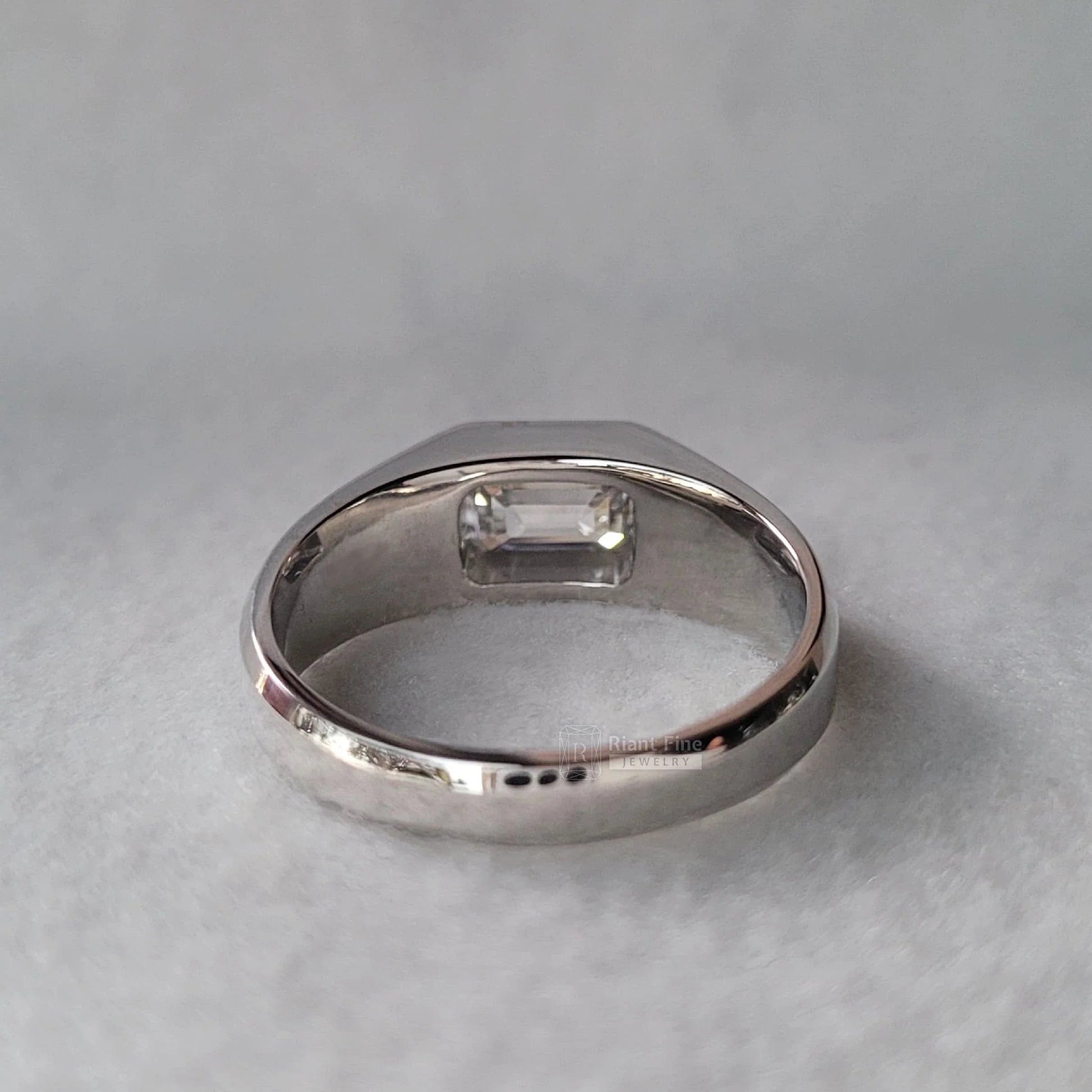 East West Emerald Men's Wedding Ring in 14K Gold - Riant Fine Jewelry LLC