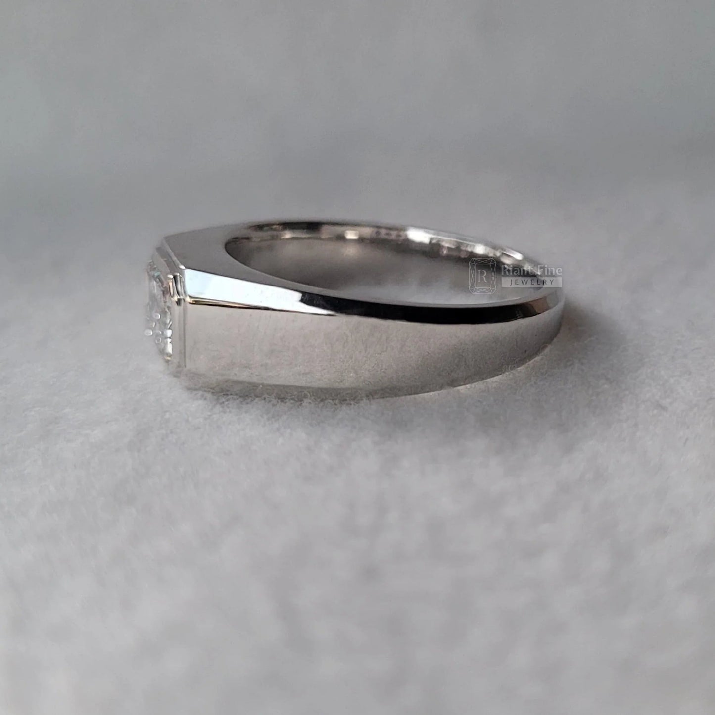 East West Emerald Men's Wedding Ring in 14K Gold - Riant Fine Jewelry LLC