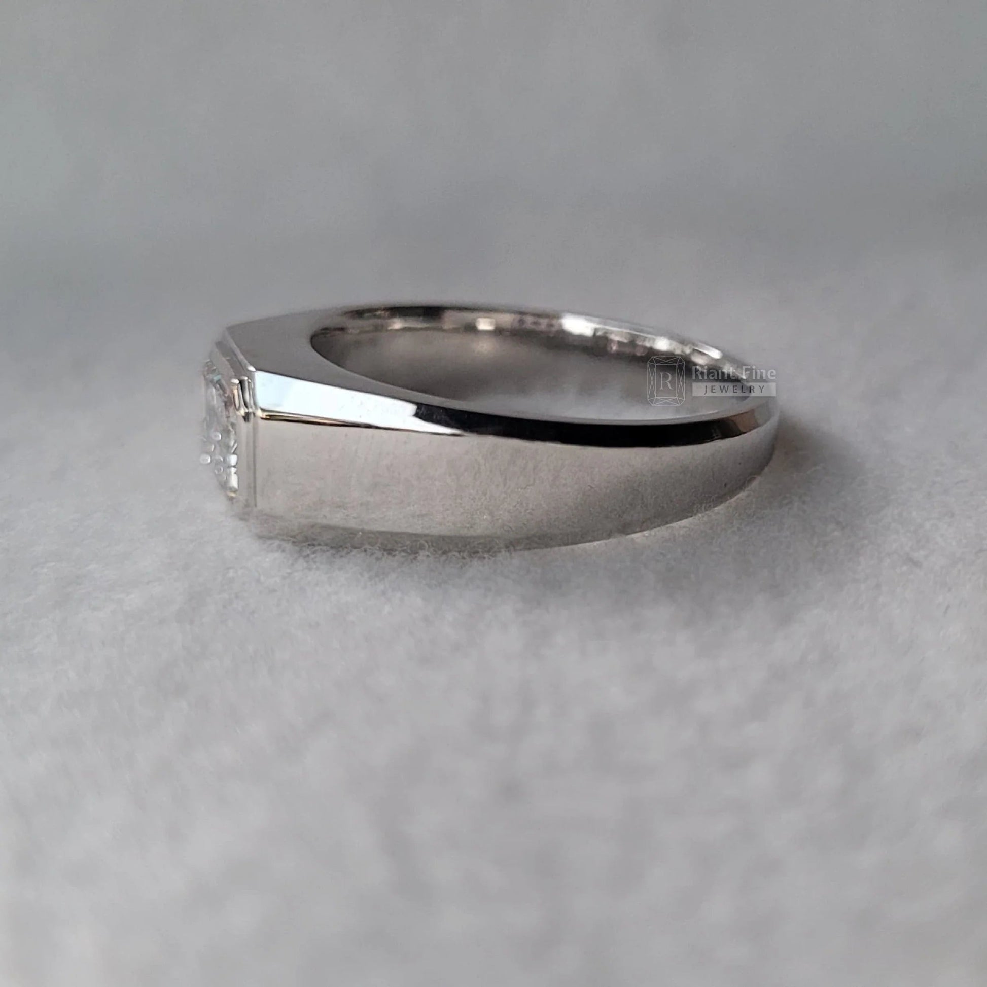 East West Emerald Men's Wedding Ring in 14K Gold - Riant Fine Jewelry LLC