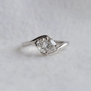 East West Oval Cut Diamond Tension Engagement Ring