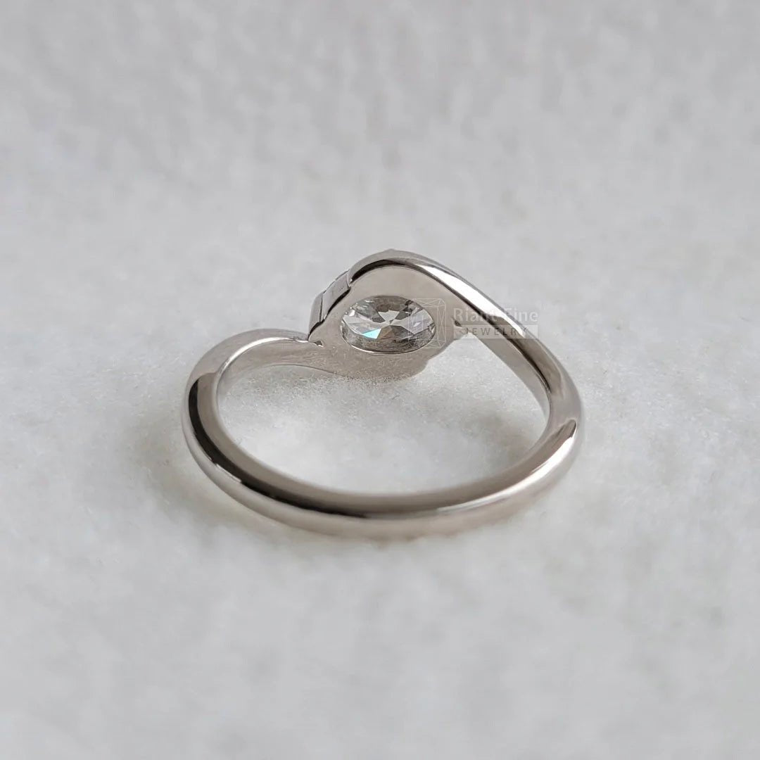 East West Oval Cut Diamond Tension Engagement Ring - Riant Fine Jewelry LLC