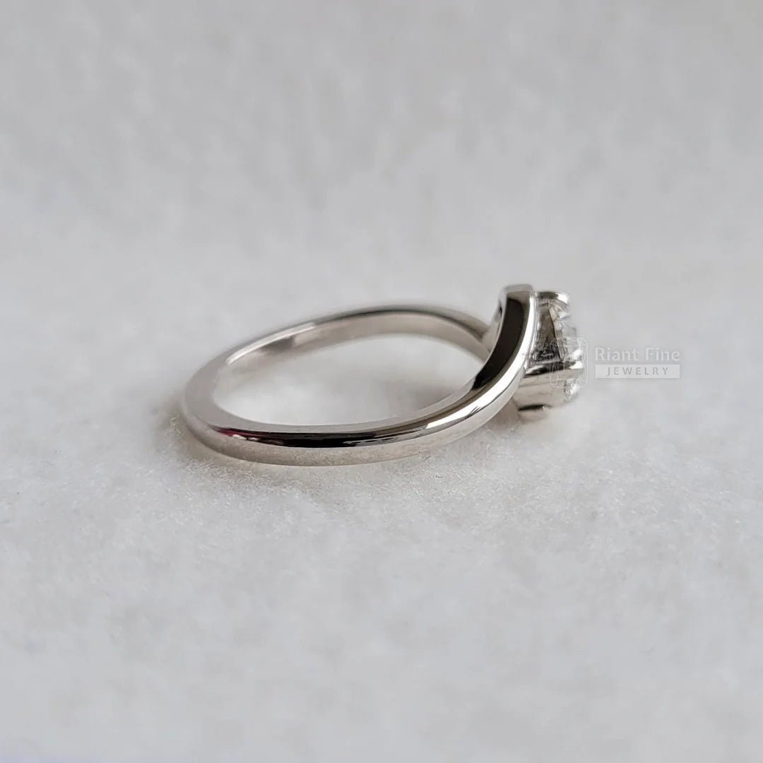 East West Oval Cut Diamond Tension Engagement Ring - Riant Fine Jewelry LLC