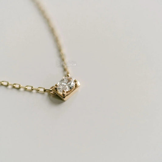 East West Oval Moissanite Pendant In 14K Yellow Gold - Riant Fine Jewelry