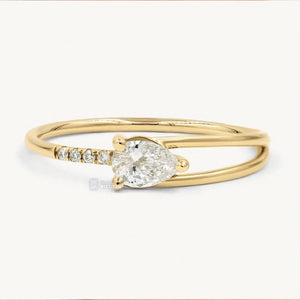 East West Pear Cut Lab Diamond Antique Engagement Ring