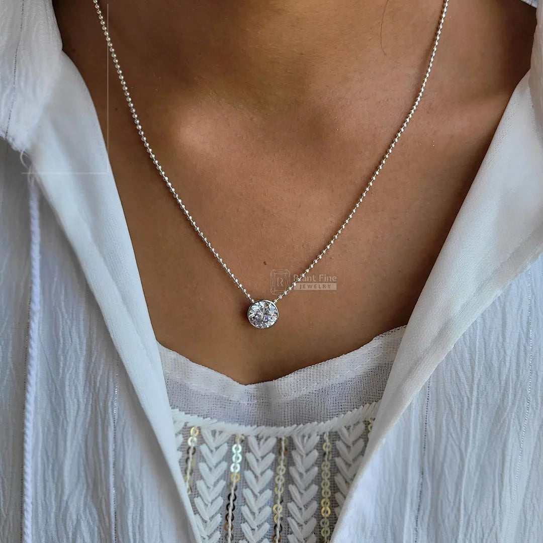 14K Gold Moissanite Necklace