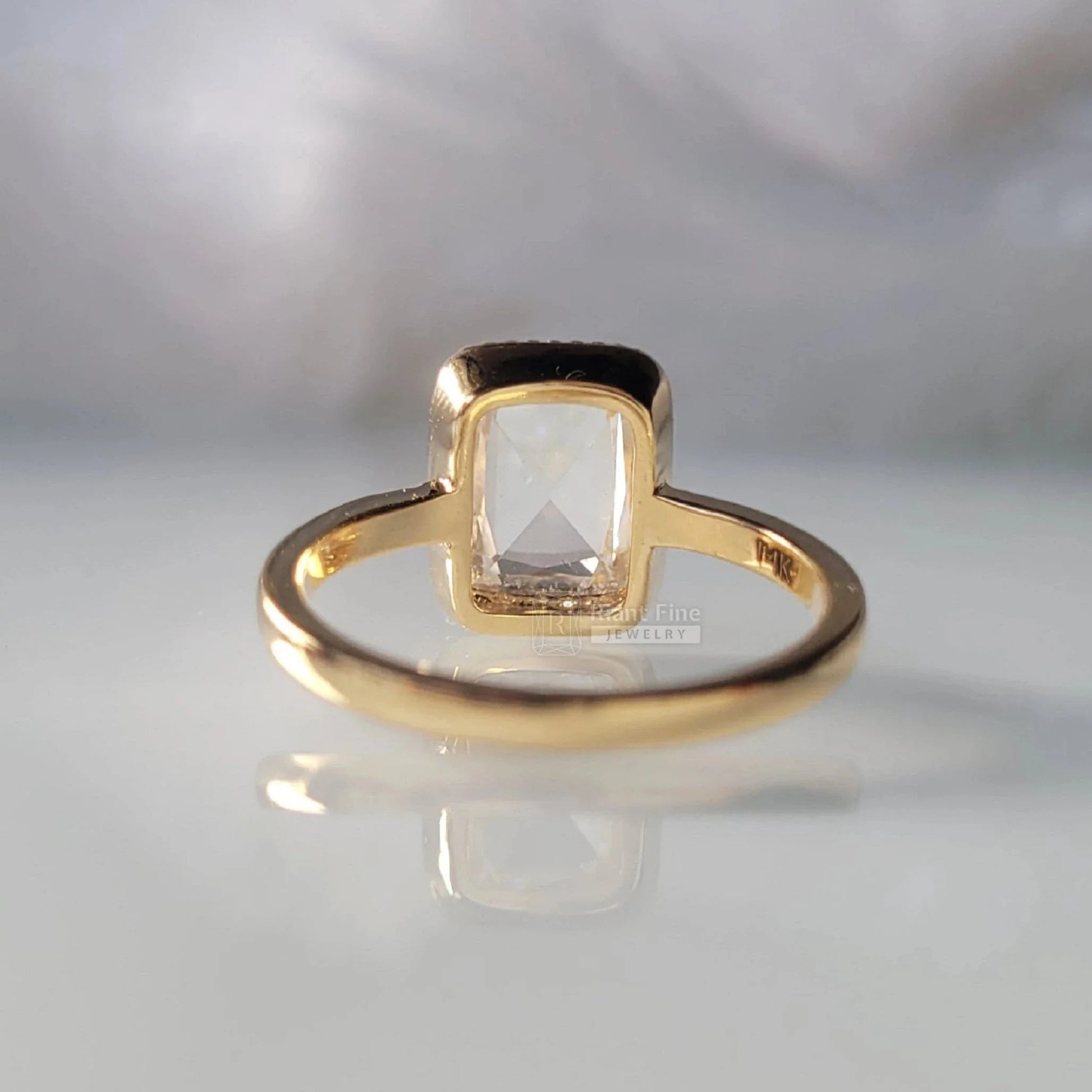 Elongated Cushion Cut Moissanite Ring in 14K Gold - Riant Fine Jewelry LLC