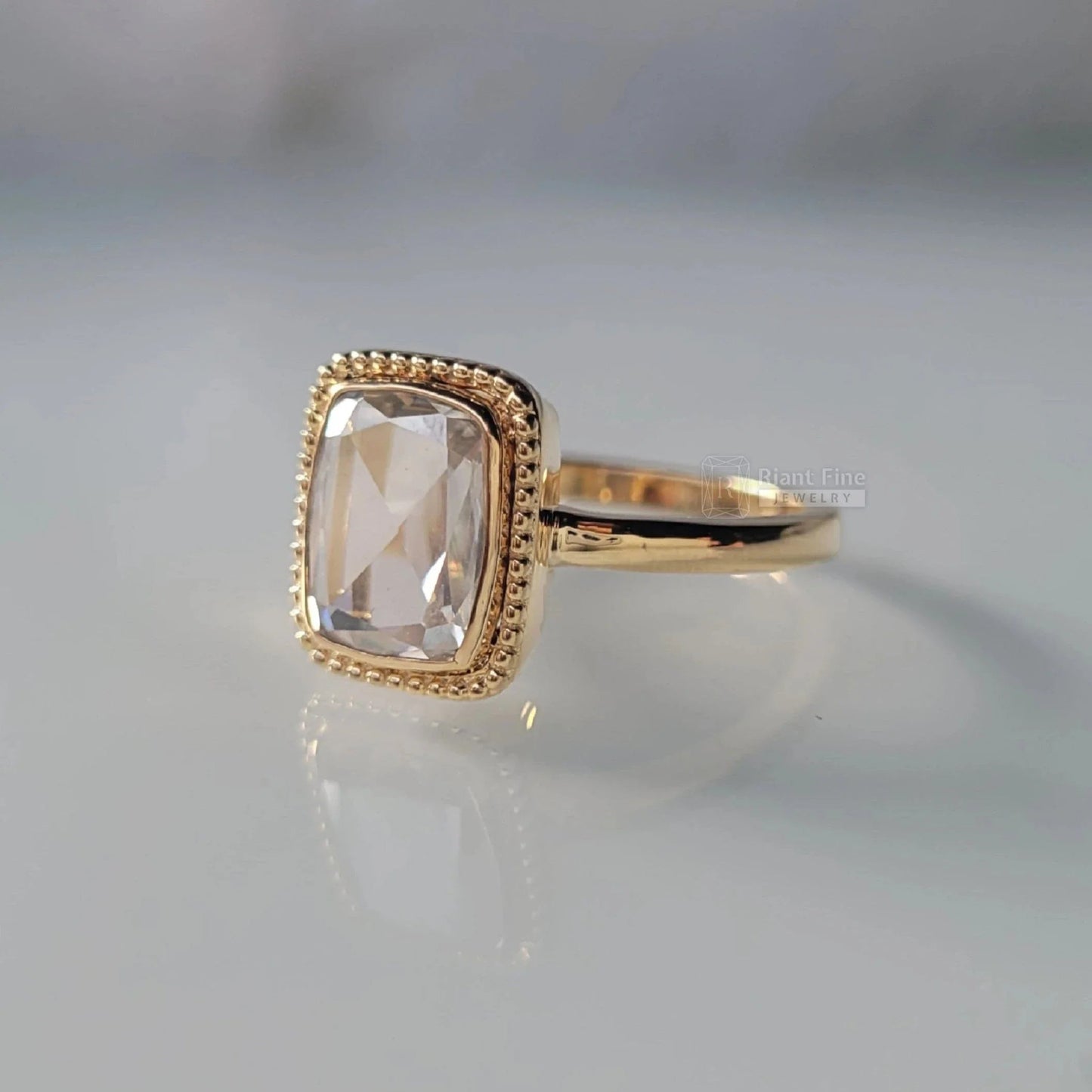 Elongated Cushion Cut Moissanite Ring in 14K Gold - Riant Fine Jewelry LLC