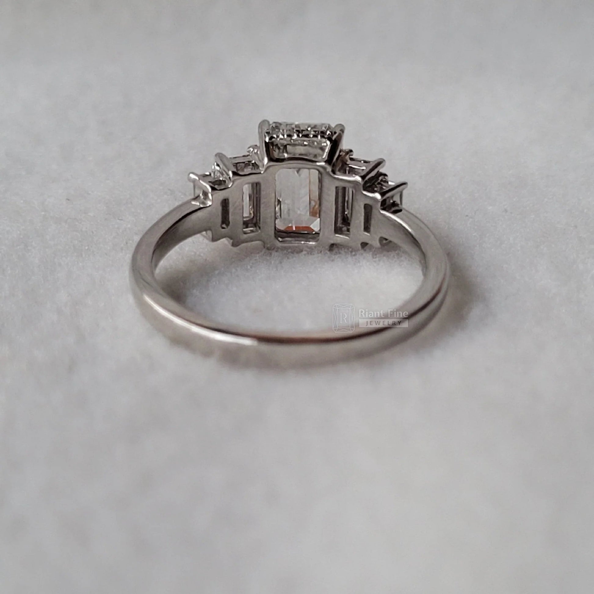 Emerald Cut Five Stone Lab Grown Diamond Engagement Ring - Riant Fine Jewelry LLC