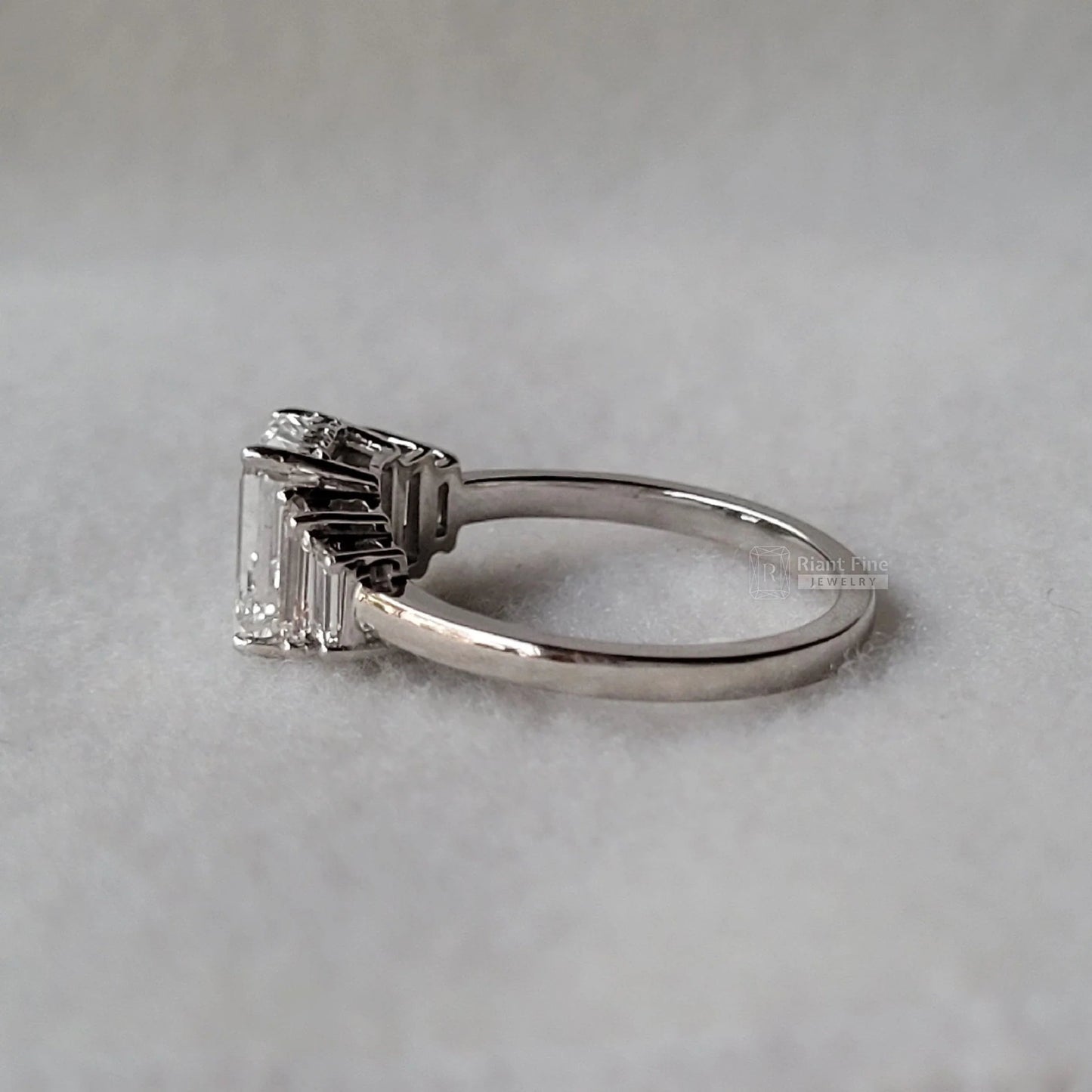 Emerald Cut Five Stone Lab Grown Diamond Engagement Ring - Riant Fine Jewelry LLC