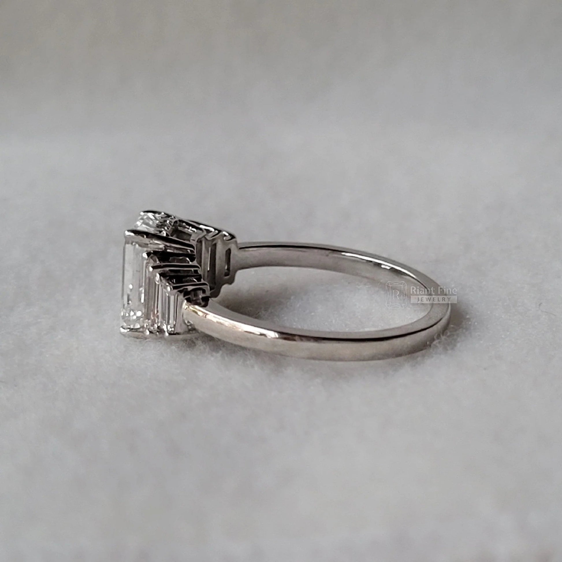 Emerald Cut Five Stone Lab Grown Diamond Engagement Ring - Riant Fine Jewelry LLC