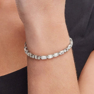 Emerald Cut Moissanite Diamond Tennis Bracelet For Women