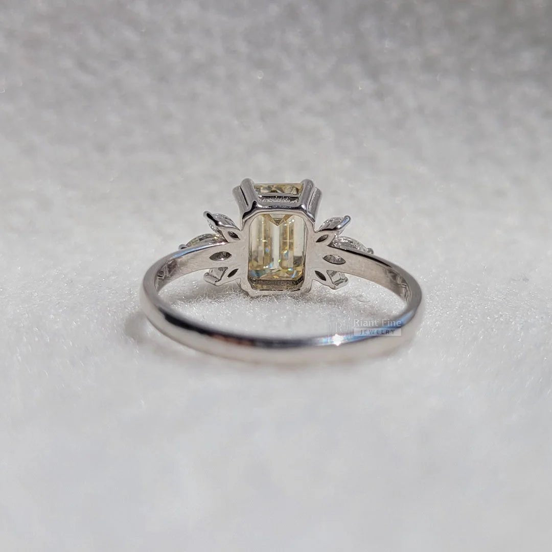 Emerald Cut Yellow Moissanite Engagement Ring For Women - Riant Fine Jewelry LLC