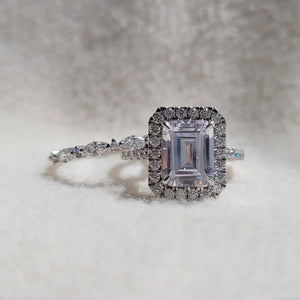 Emerald Lab Diamond Gold Wedding Ring Set