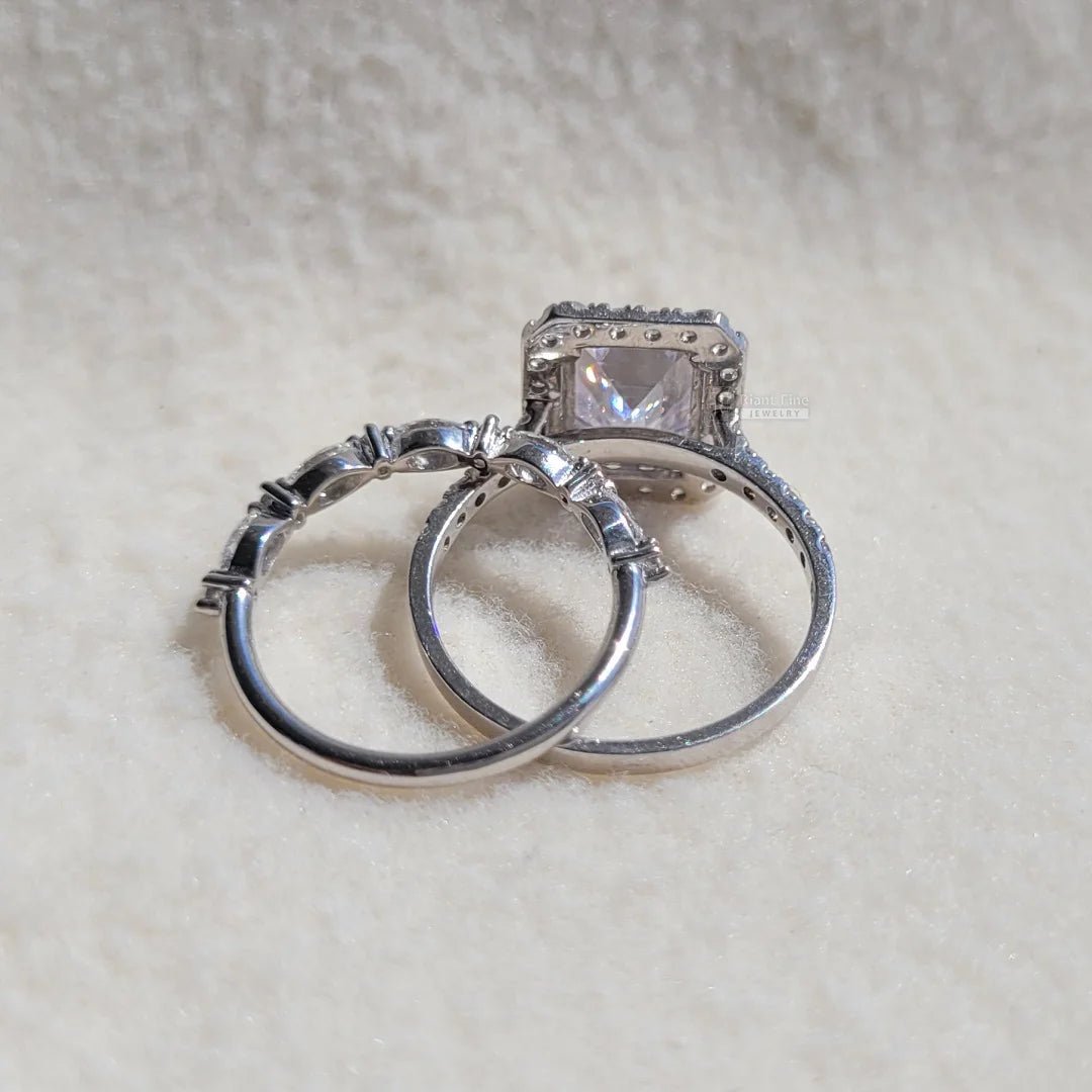 Emerald Lab Diamond Gold Wedding Ring Set - Riant Fine Jewelry