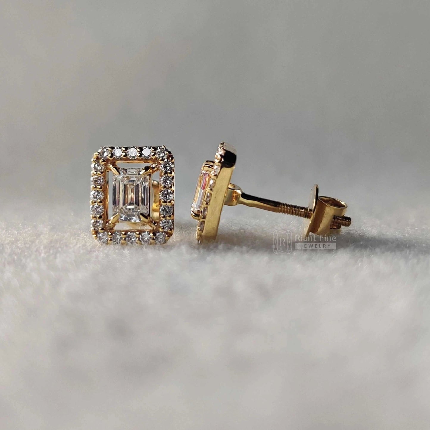 Luxury halo diamond studs for women