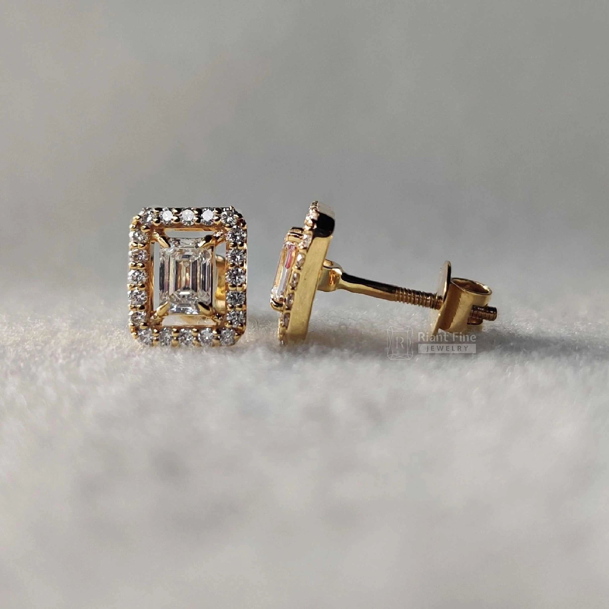 Luxury halo diamond studs for women