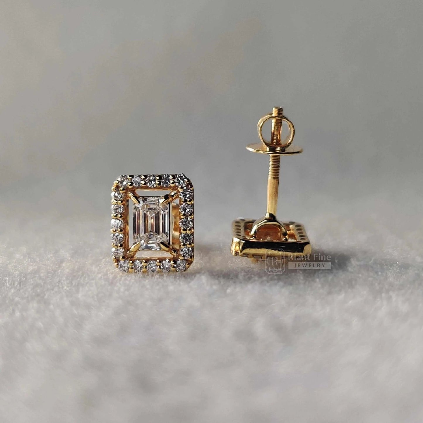 Buy emerald cut lab diamond earrings