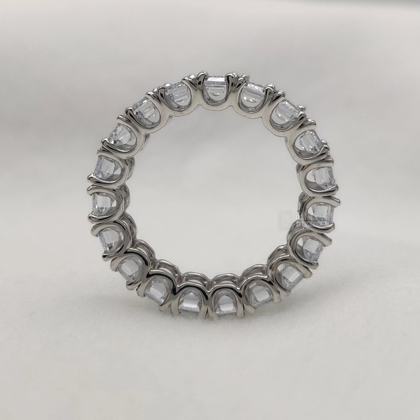 Emerald Lab Diamond Wedding Band in 14K White Gold - Riant Fine Jewelry LLC