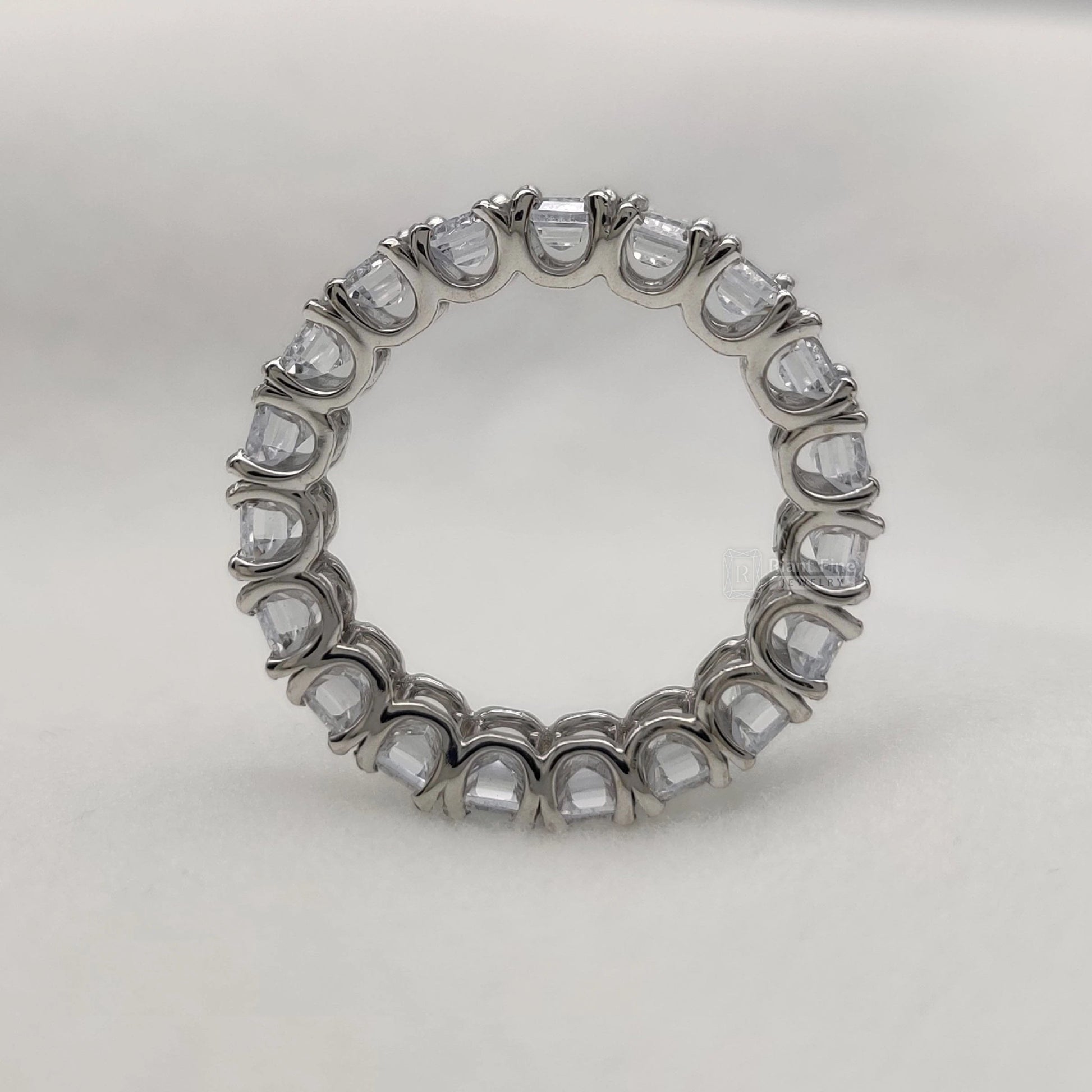 Emerald Lab Diamond Wedding Band in 14K White Gold - Riant Fine Jewelry LLC