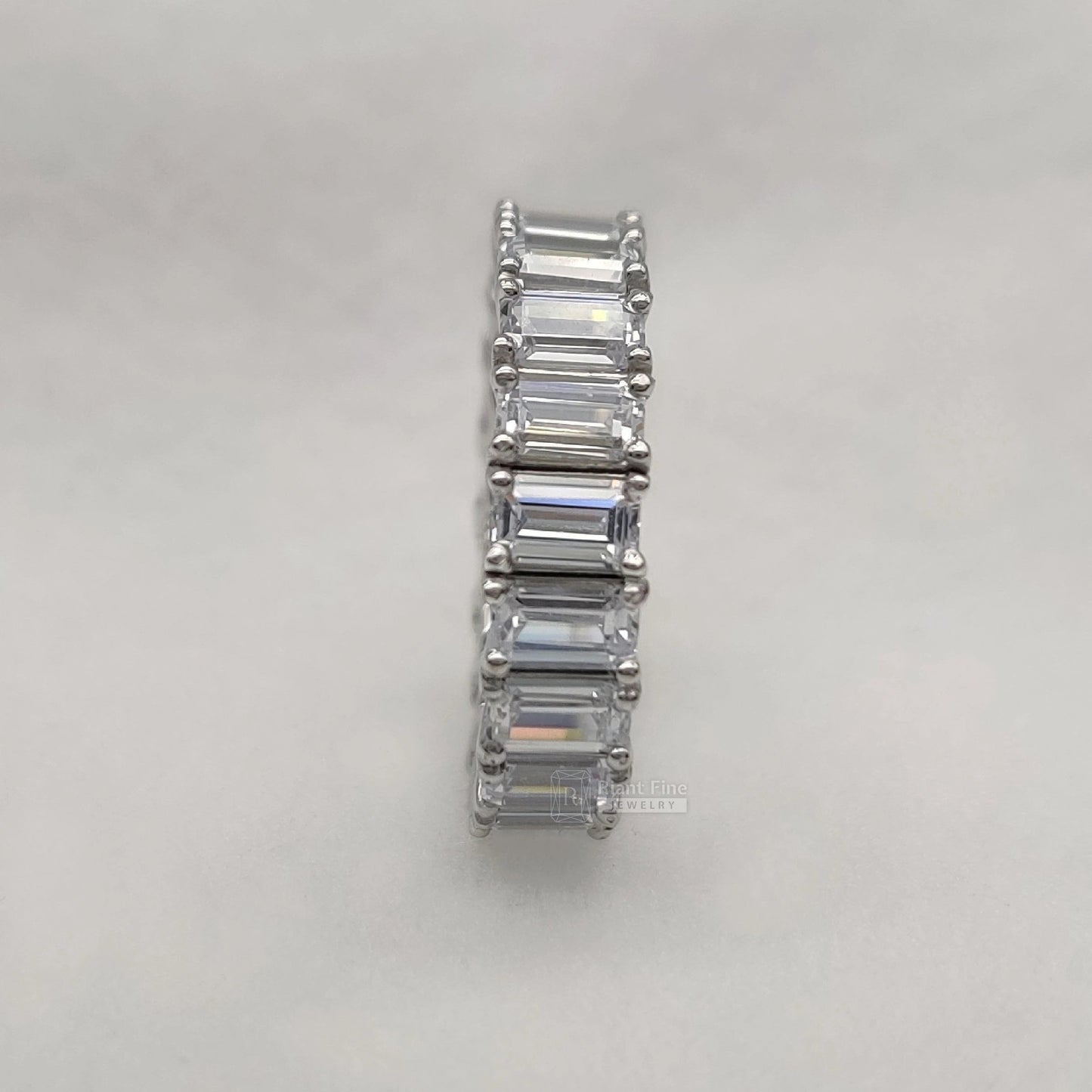 Emerald Lab Diamond Wedding Band in 14K White Gold - Riant Fine Jewelry LLC