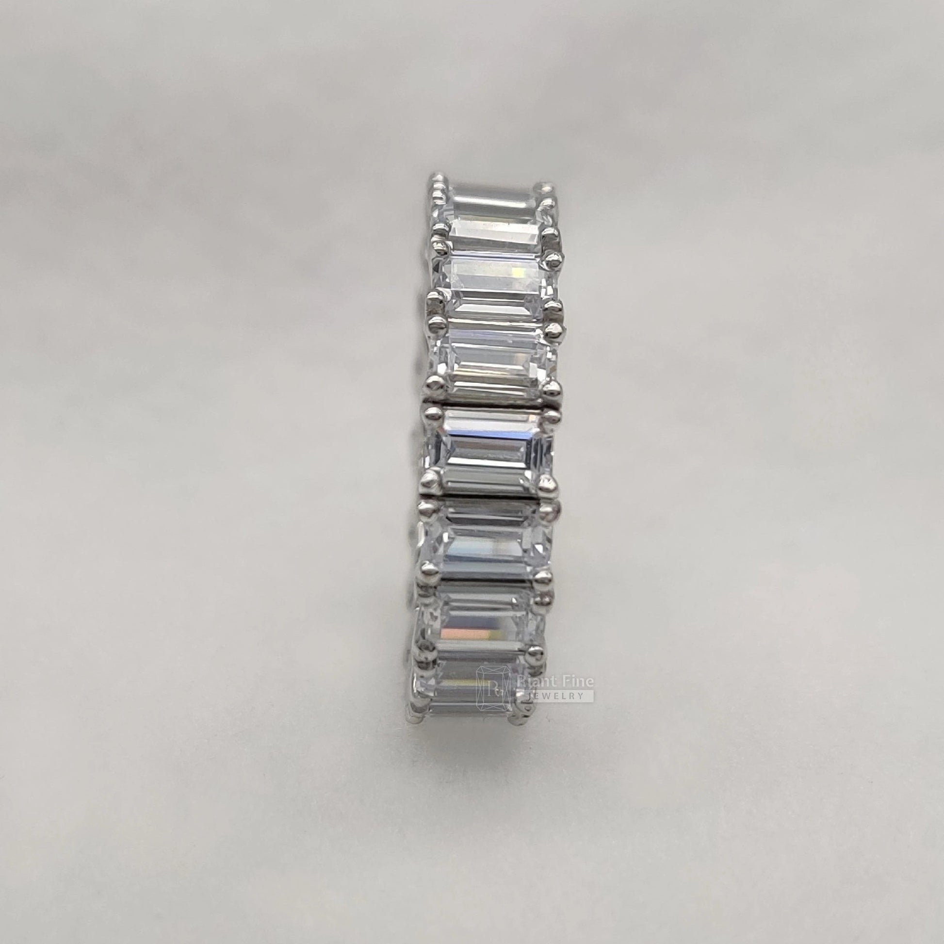 Emerald Lab Diamond Wedding Band in 14K White Gold - Riant Fine Jewelry LLC