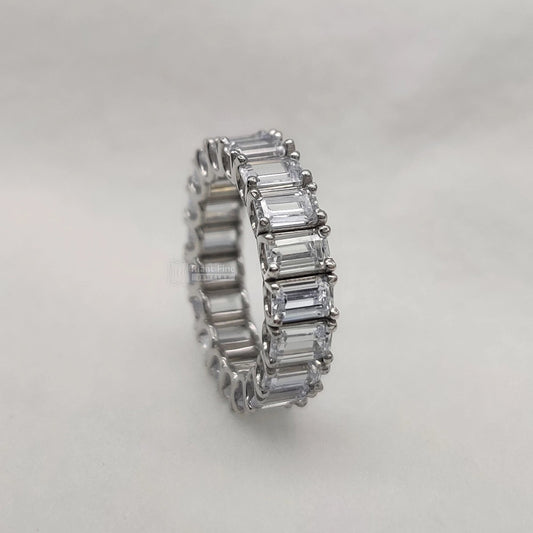 Emerald Lab Diamond Wedding Band in 14K White Gold - Riant Fine Jewelry LLC