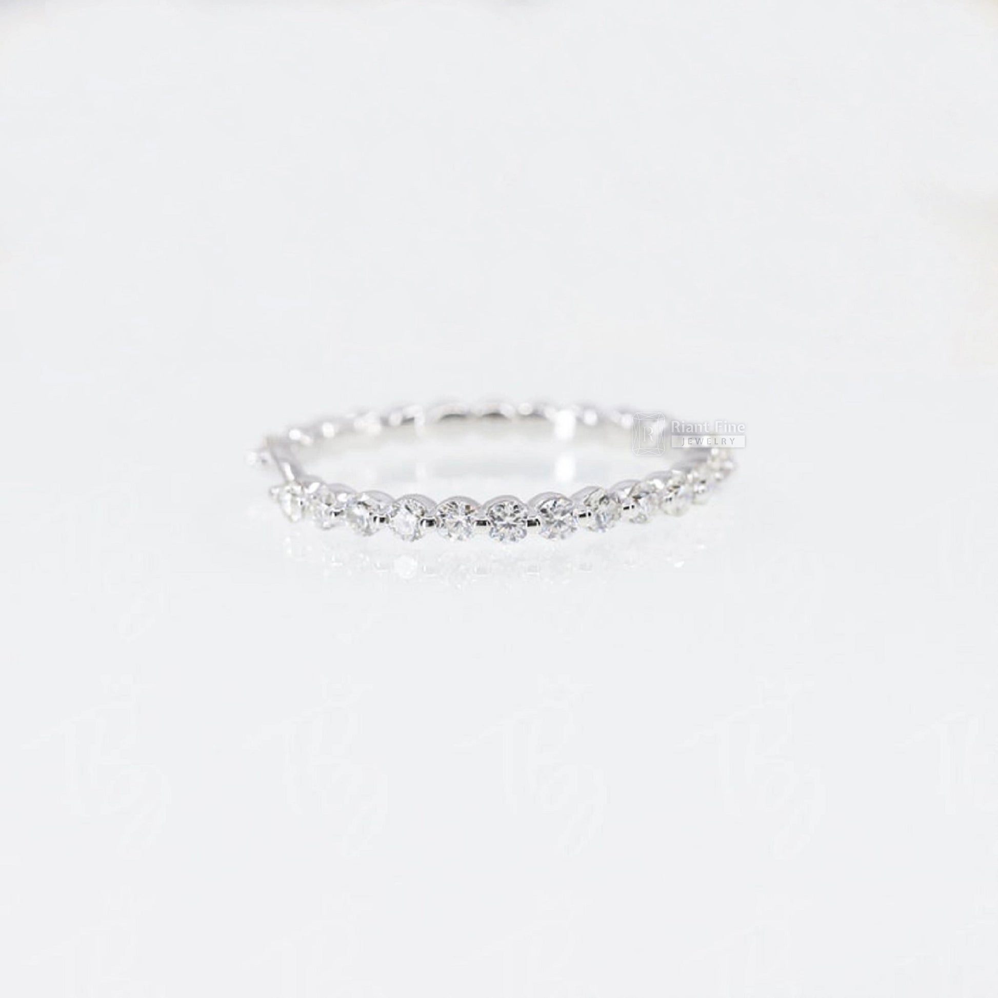 round diamond wedding matching band