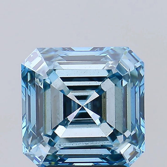 3.27 Ct Fancy Intense Blue Asscher Lab Grown Diamond Front 