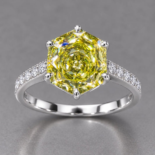Fancy Yellow Octagonal Cut Lab Grown Diamond Engagement Ring - Riant Fine Jewelry LLC