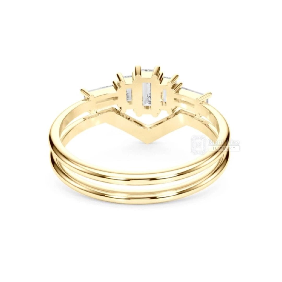 Five Stone Baguette Diamond Ring Set - Riant Fine Jewelry