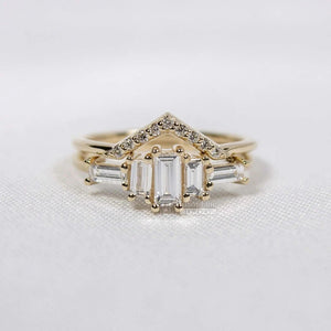 Five Stone Baguette Diamond Ring Set