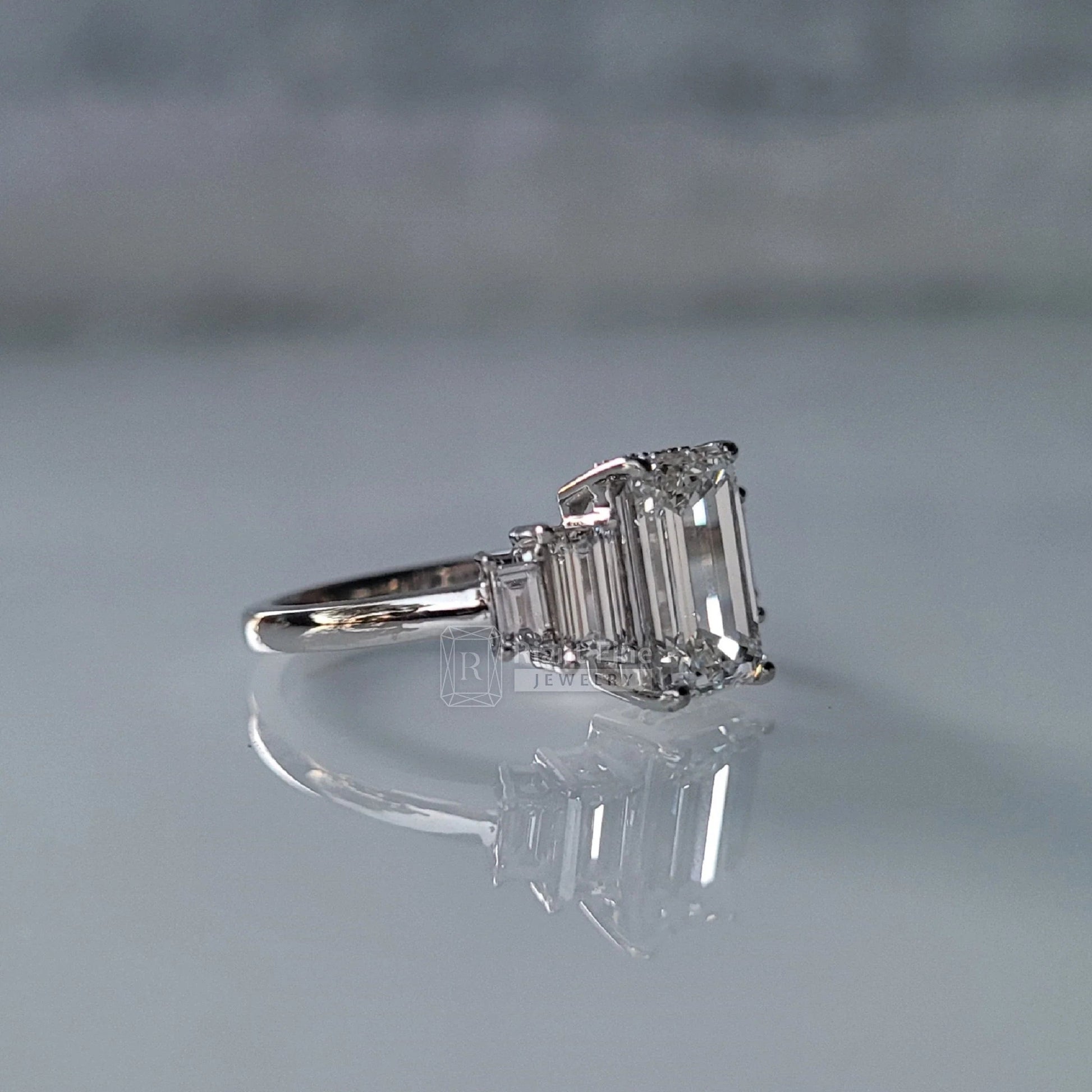 Five Stone Emerald Cut Lab Grown Diamond Wedding Ring - Riant Fine Jewelry LLC