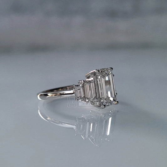 Five Stone Emerald Cut Lab Grown Diamond Wedding Ring - Riant Fine Jewelry LLC