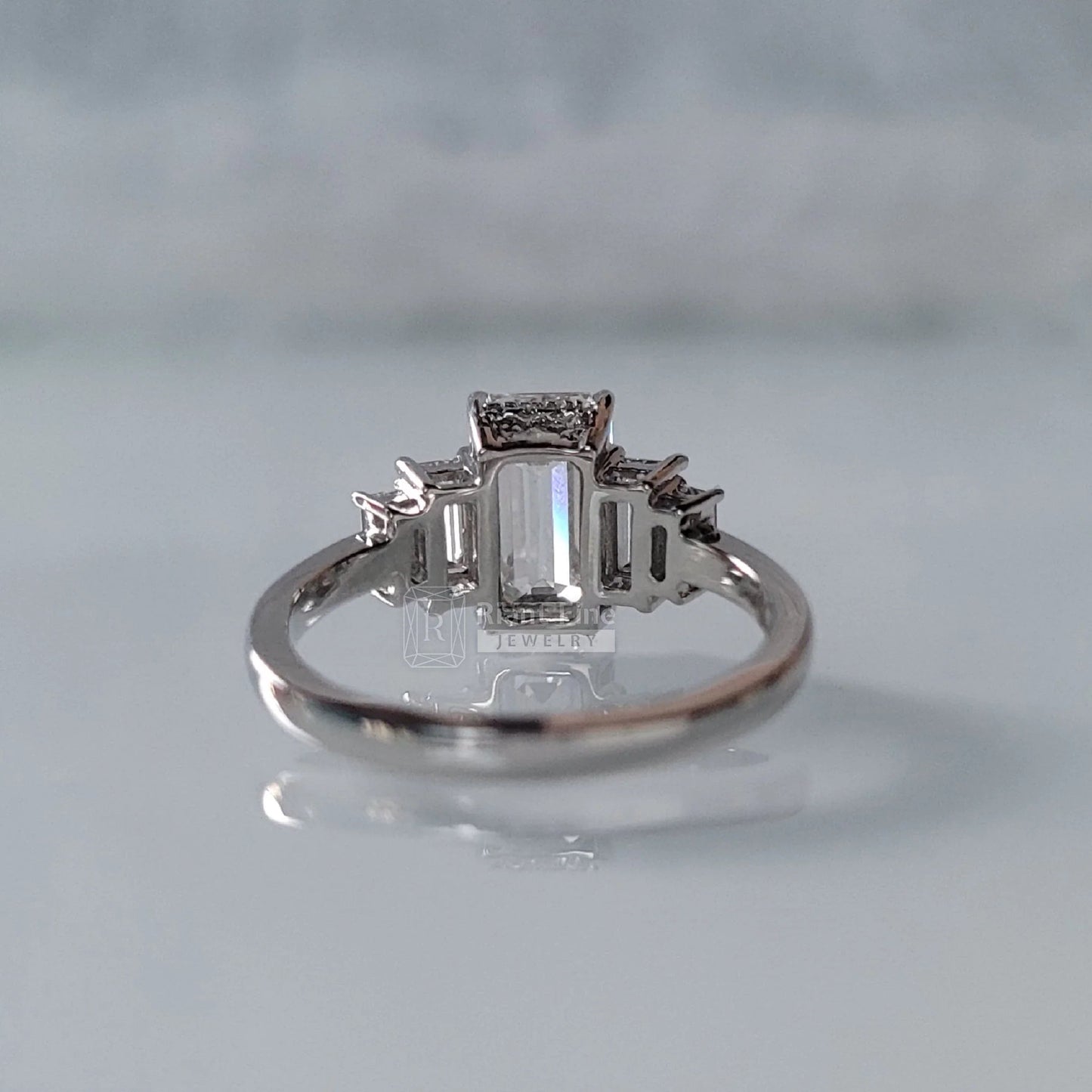 Five Stone Emerald Cut Lab Grown Diamond Wedding Ring - Riant Fine Jewelry LLC