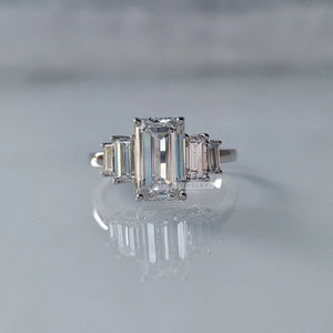 Five Stone Emerald Cut Lab Grown Diamond Wedding Ring