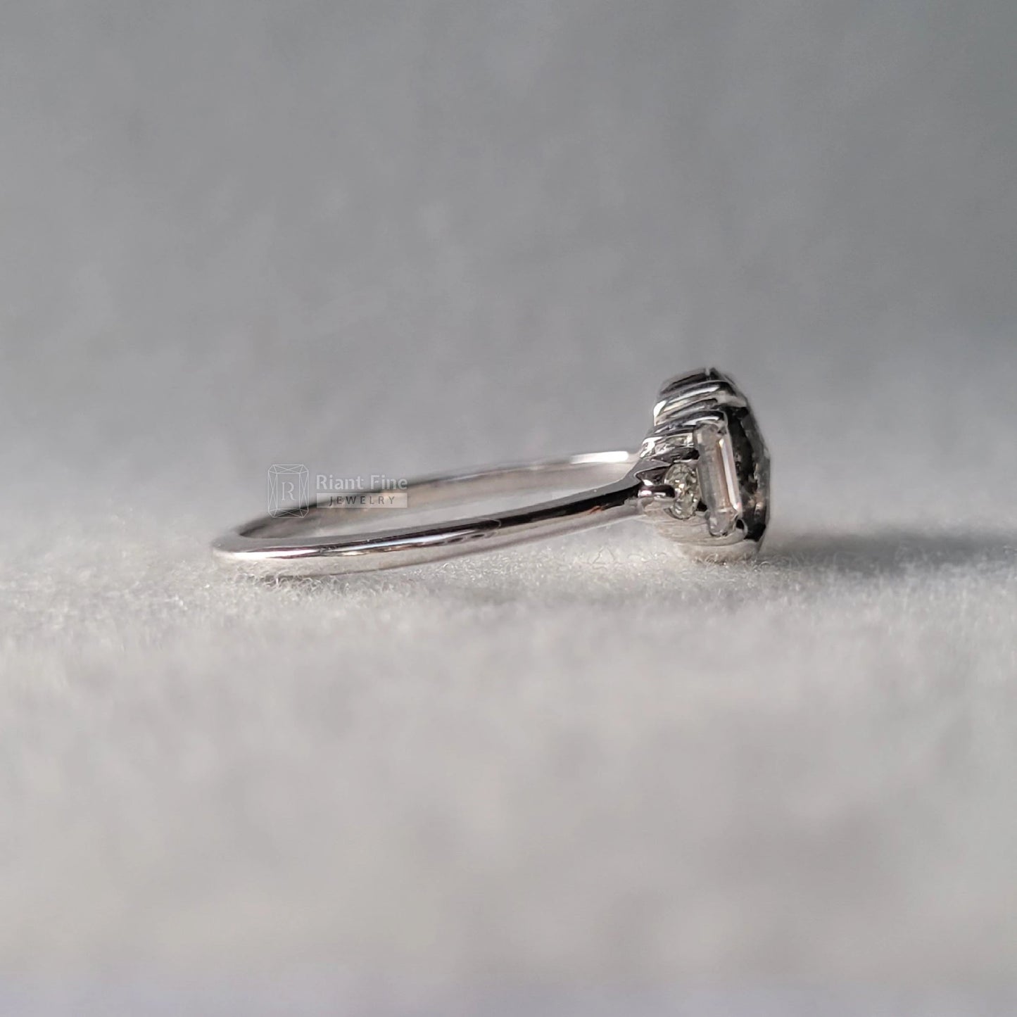 Five Stone Oval Salt & Pepper Diamond Engagement Rings - Riant Fine Jewelry LLC