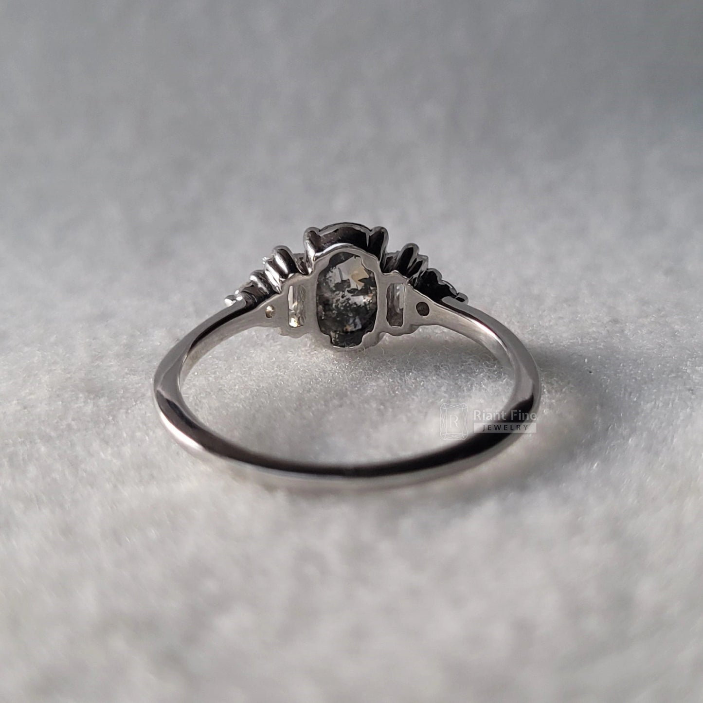 Five Stone Oval Salt & Pepper Diamond Engagement Rings - Riant Fine Jewelry LLC